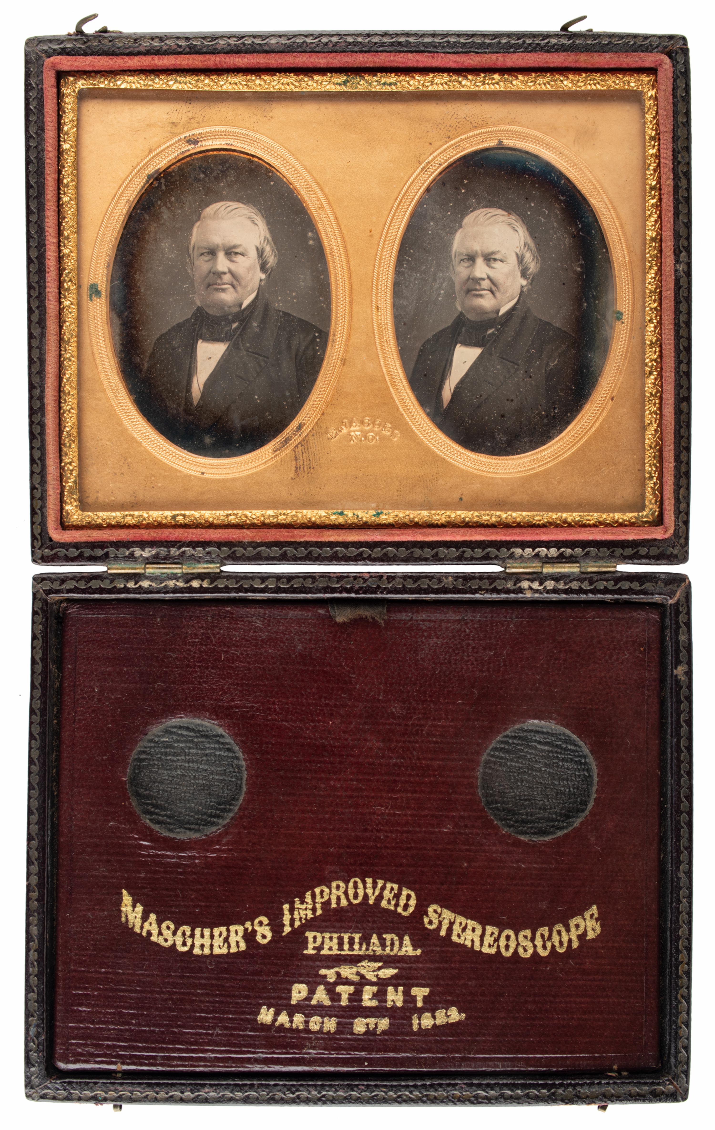 [FILLMORE, Millard (1800-1874)]. JACOBS, E., photographer. Stereodaguerreotype housed in Mascher Case. New Orleans, Louisiana: n.d., ca 1854.