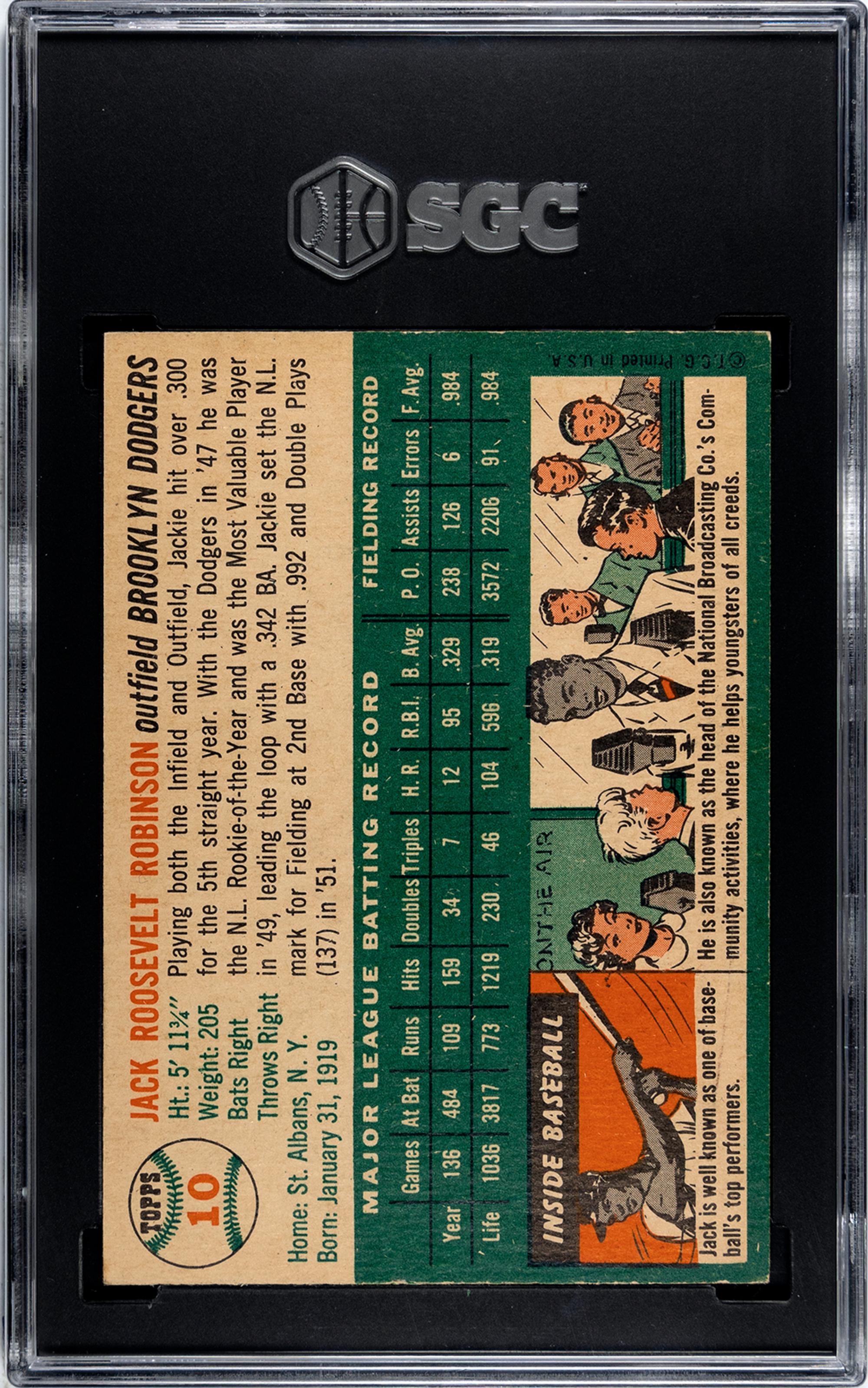 A 1954 Topps Jackie Robinson Baseball Card (SGC 6.5 EX/NM+)