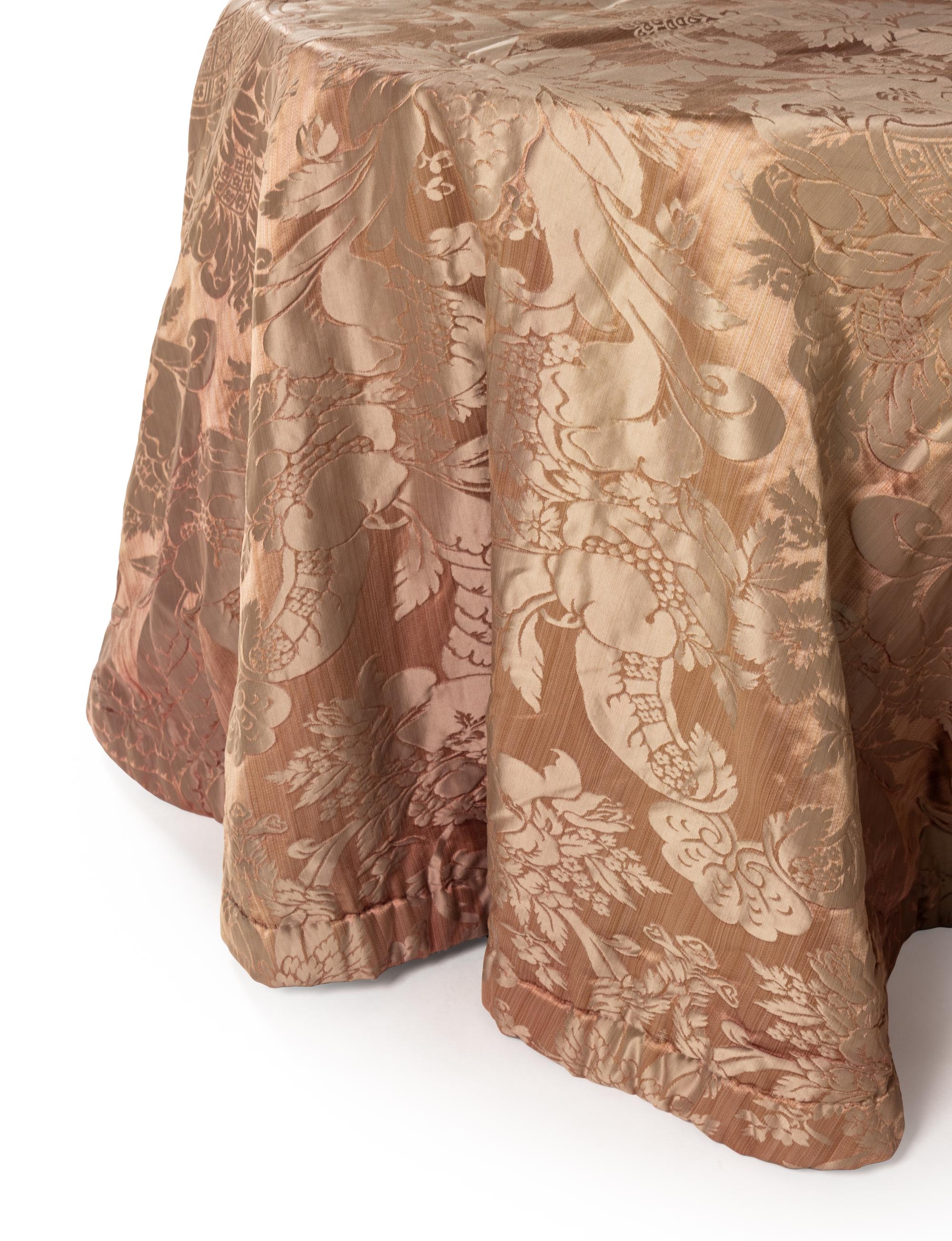 A Custom Damask Skirted Side Table