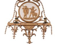 A George III Cream-Painted and Parcel-Gilt Two-Light Wall Appliqué