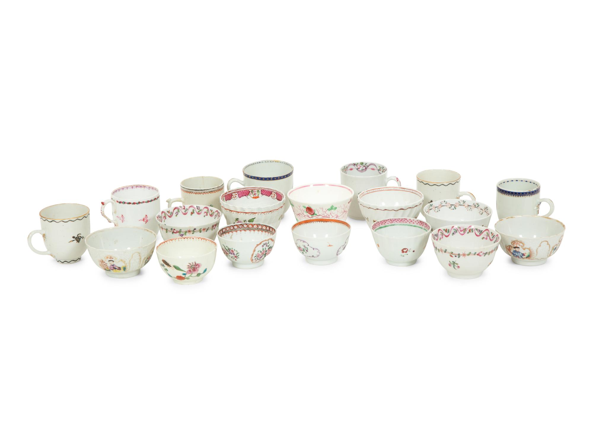 A Collection of Chinese Export Porcelain Tea Bowls and Cups