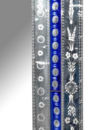 A Venetian Etched and Cobalt Glass Mirror