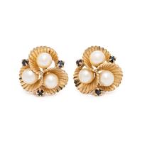 CULTURED PEARL AND SAPPHIRE SET