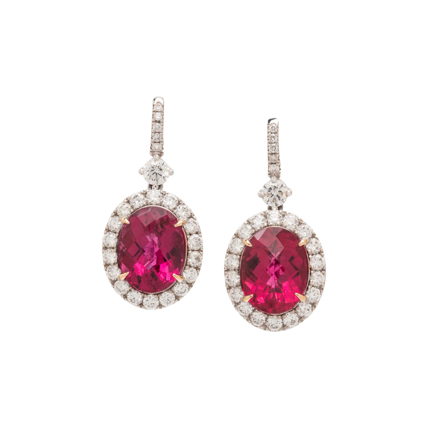 RUBELLITE AND DIAMOND EARRINGS