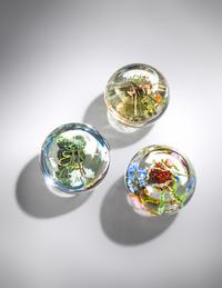 Collection of Three Root People Botanical Paperweight Works, 1994-97