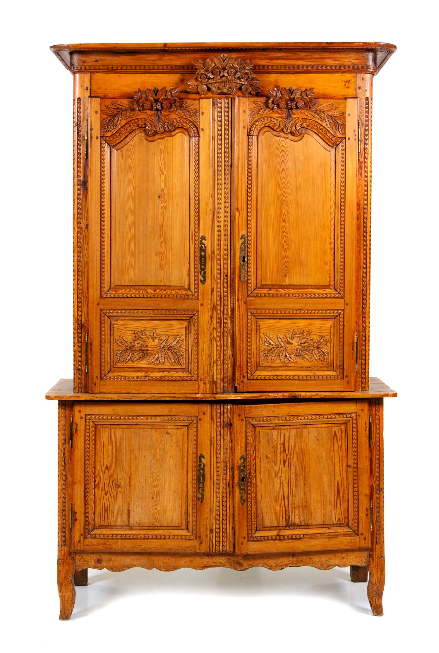 A French Provincial Fruitwood Cabinet Height 87 x width 54 1/2 x depth 21 1/2 inches. — 18TH CENTURY
