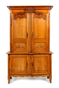 A French Provincial Fruitwood Cabinet Height 87 x width 54 1/2 x depth 21 1/2 inches. — 18TH CENTURY