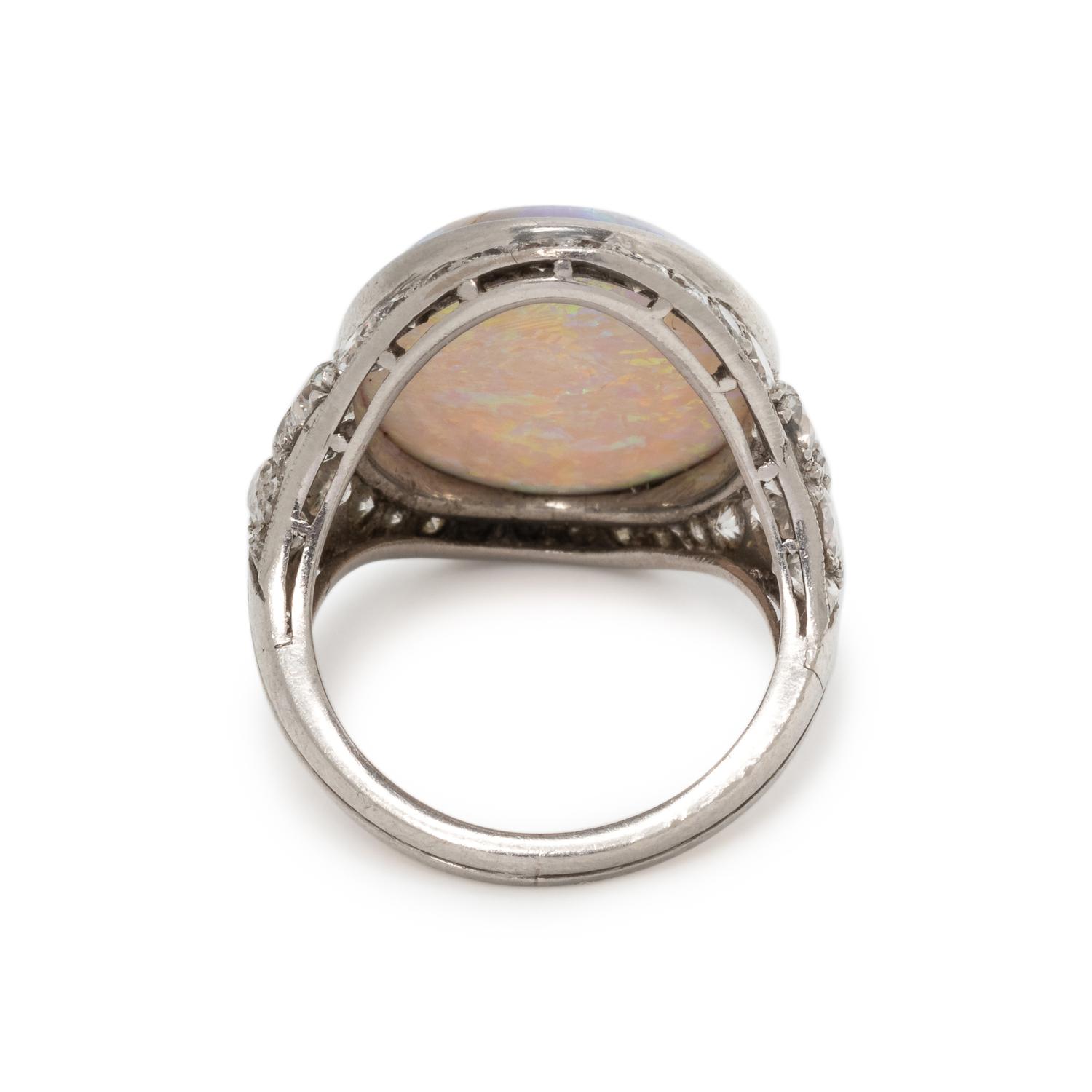 ANTIQUE, OPAL AND DIAMOND RING