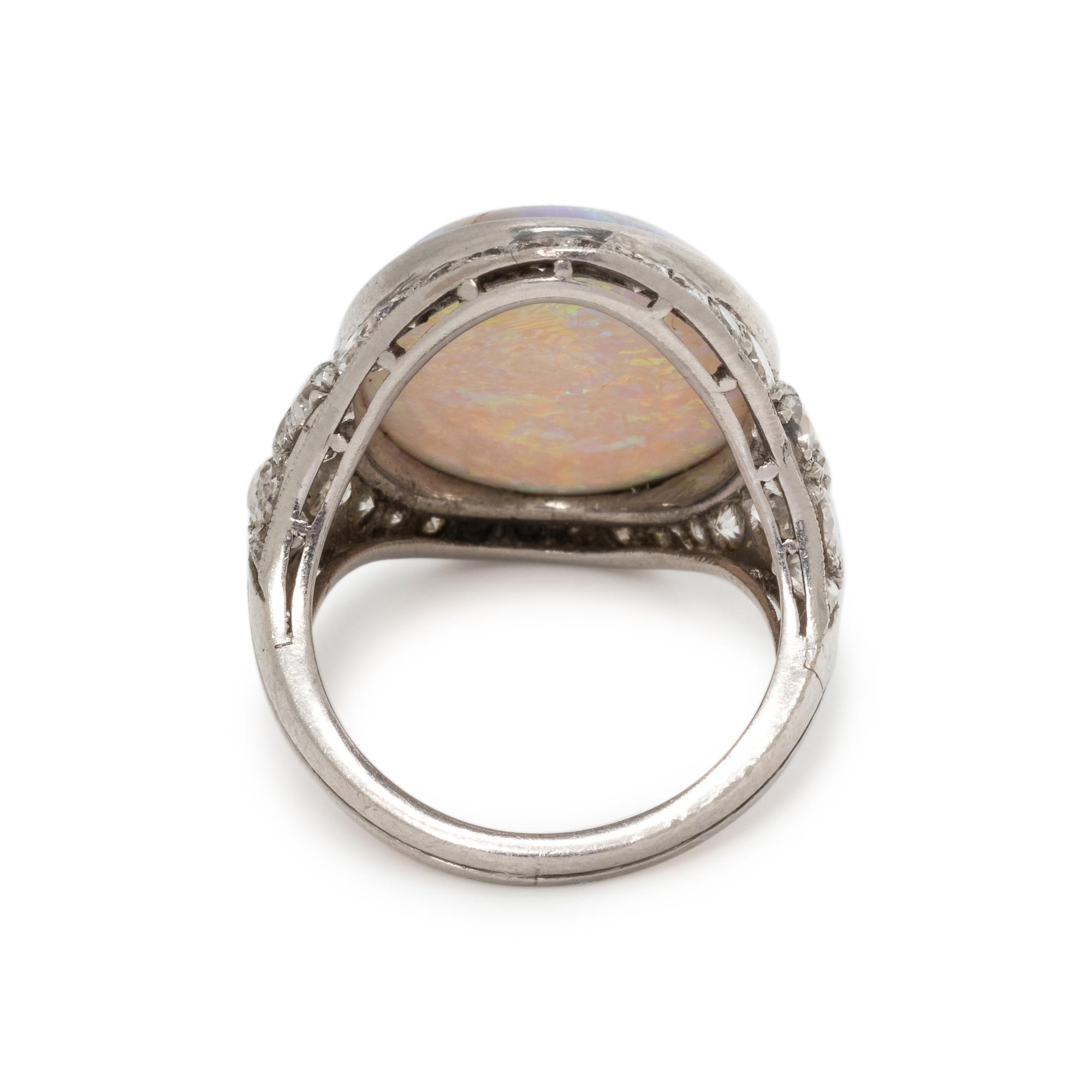 ANTIQUE, OPAL AND DIAMOND RING