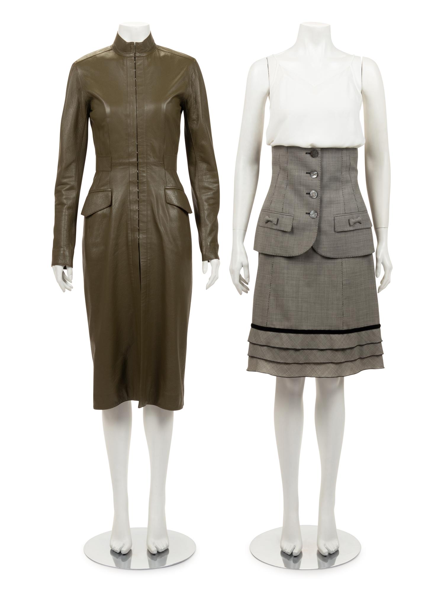 Three Louis Vuitton Pieces: One Leather Coat and One Two-Piece Skirt Ensemble, 2000-10s