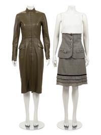 Three Louis Vuitton Pieces: One Leather Coat and One Two-Piece Skirt Ensemble, 2000-10s