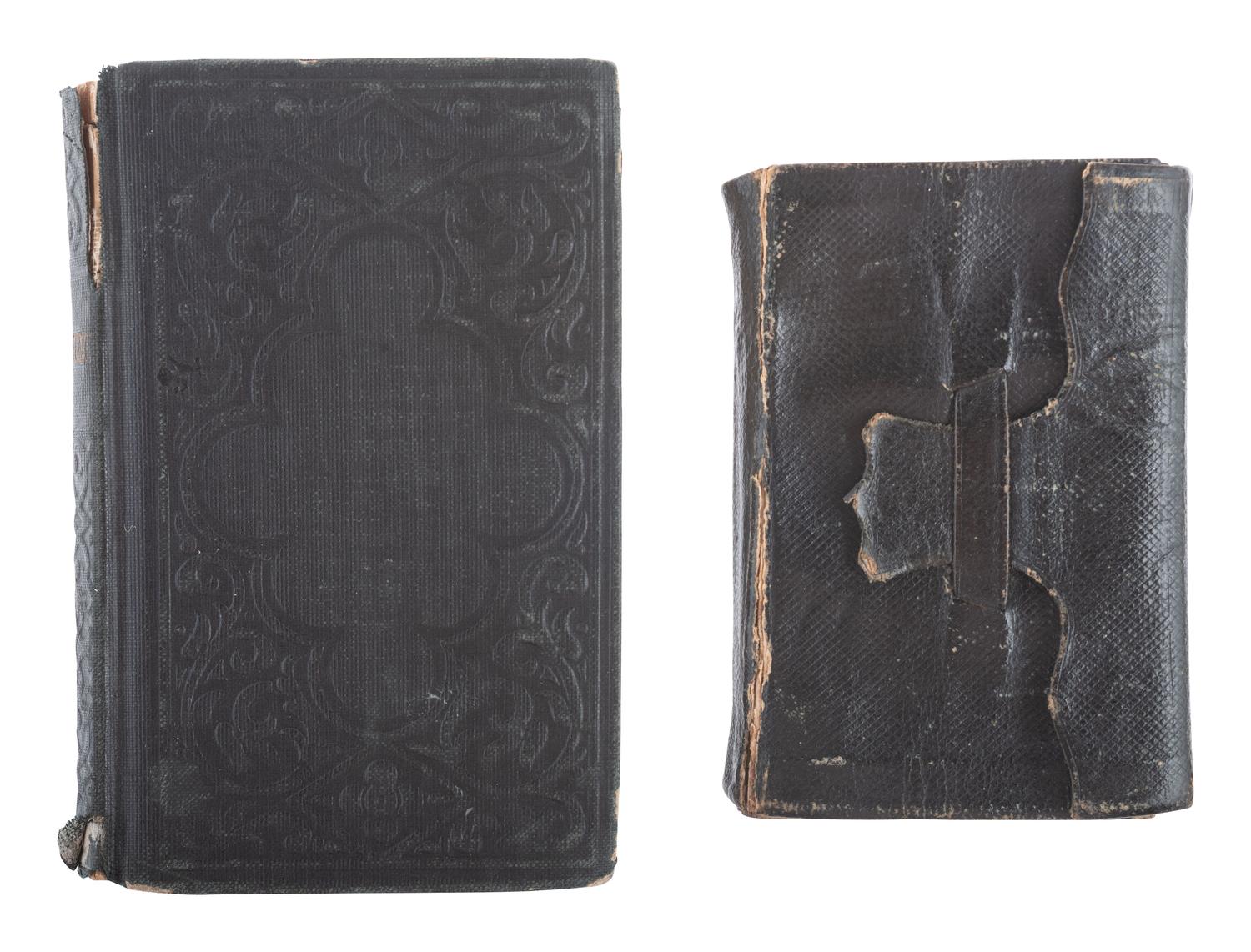 [CIVIL WAR]. 2 pocket New Testaments identified to Austin Walker, 77th Illinois Infantry, WIA.