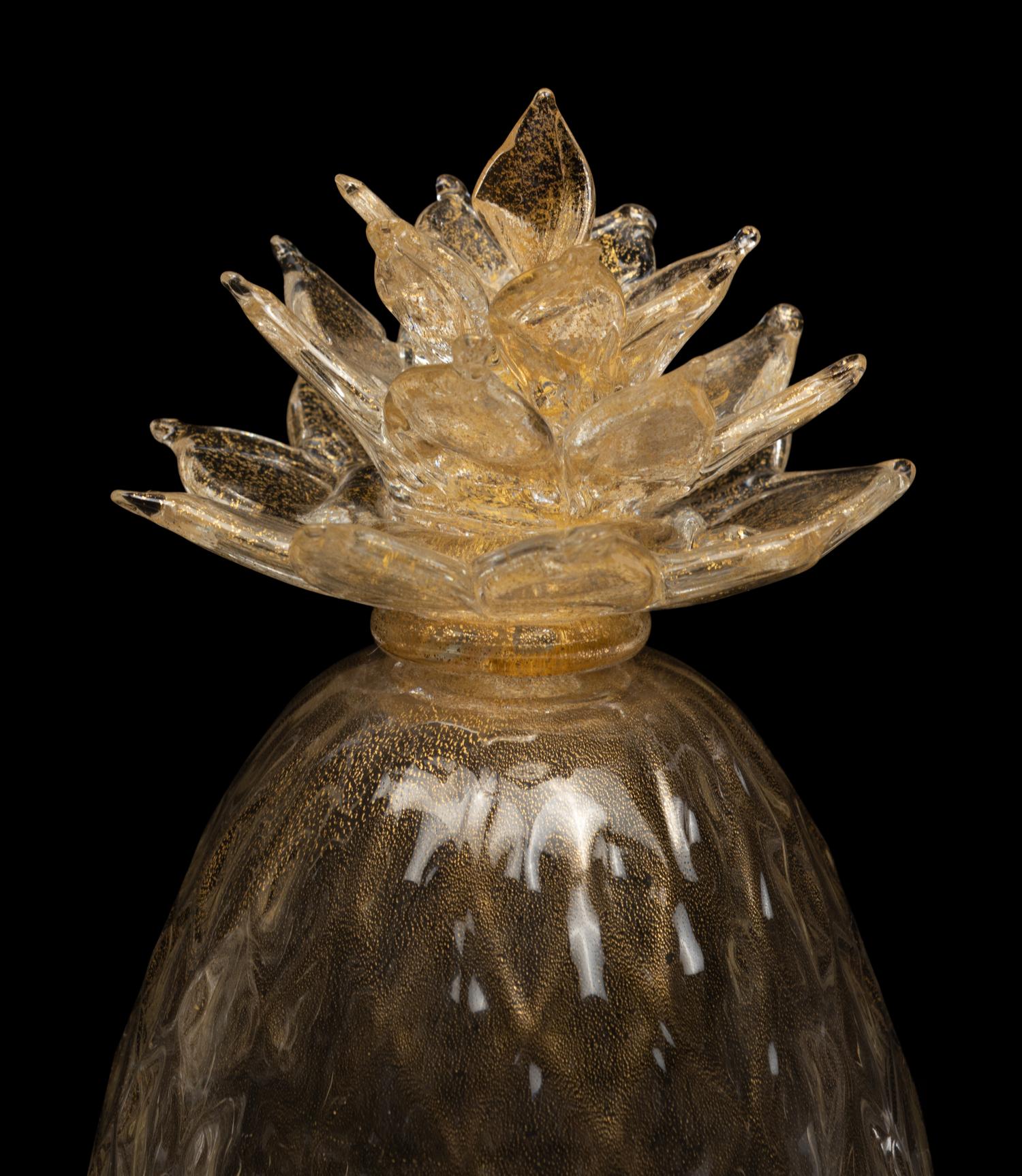 A Pair of Murano Glass Pineapple Ornaments