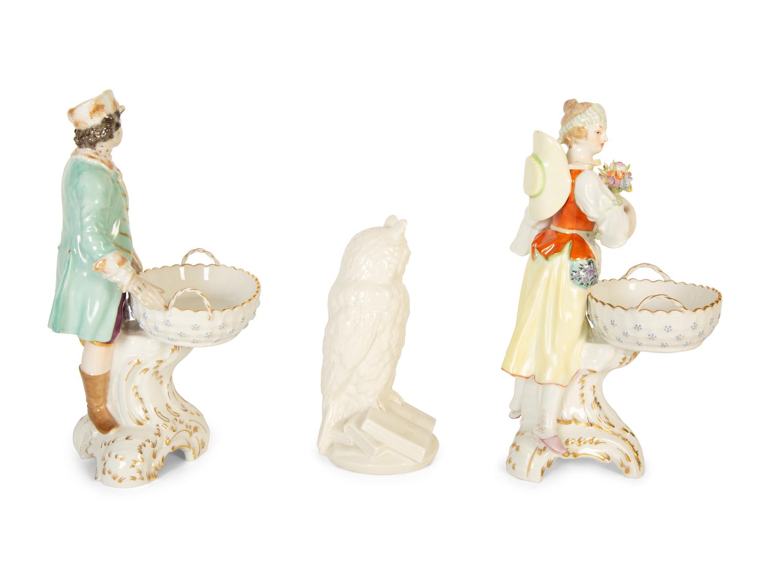 A Pair of Berlin (K.P.M.) Porcelain Figural Sweetmeat Stands