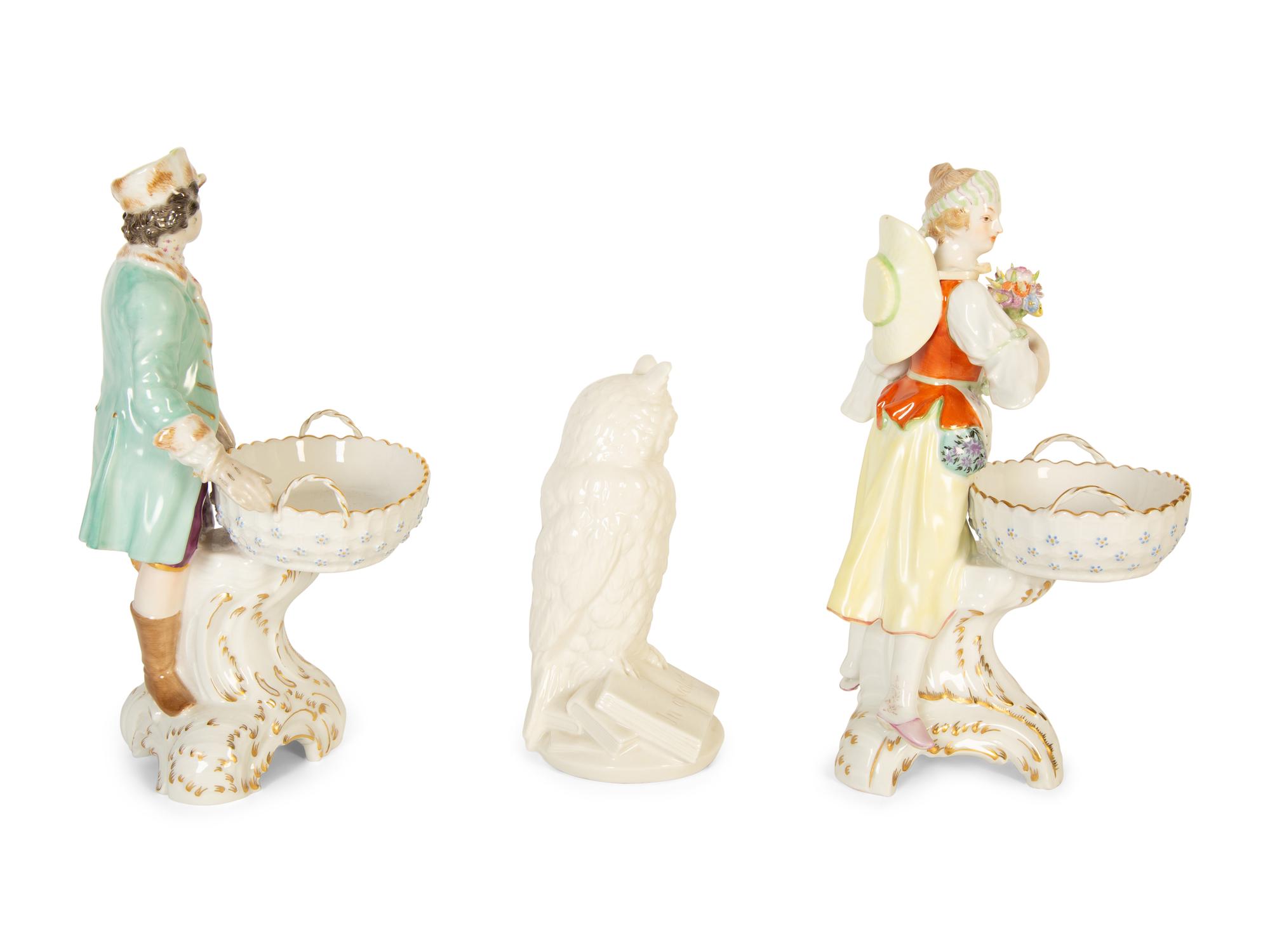 A Pair of Berlin (K.P.M.) Porcelain Figural Sweetmeat Stands