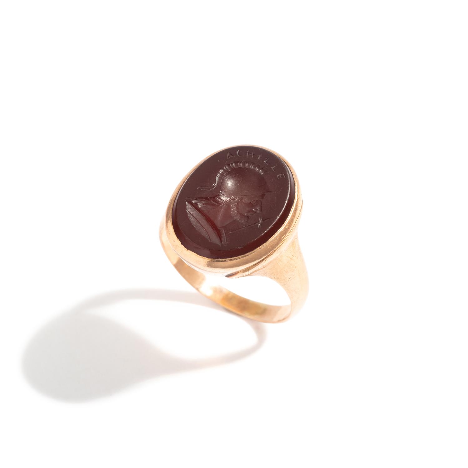 A Gold and Carnelian Finger Ring with the Demigod Achilles, After the Antique