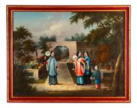 Six Chinese Export Painted Panels, CIRCA 1845, ATTRIBUTED TO YOU QUA, Height 17 1/4 x width 22 3/4 inches (each panel). — CIRCA 1845, ATTRIBUTED TO YOU QUA,