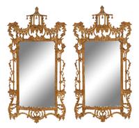 A Pair of Chinese Chippendale Style Giltwood Mirrors
