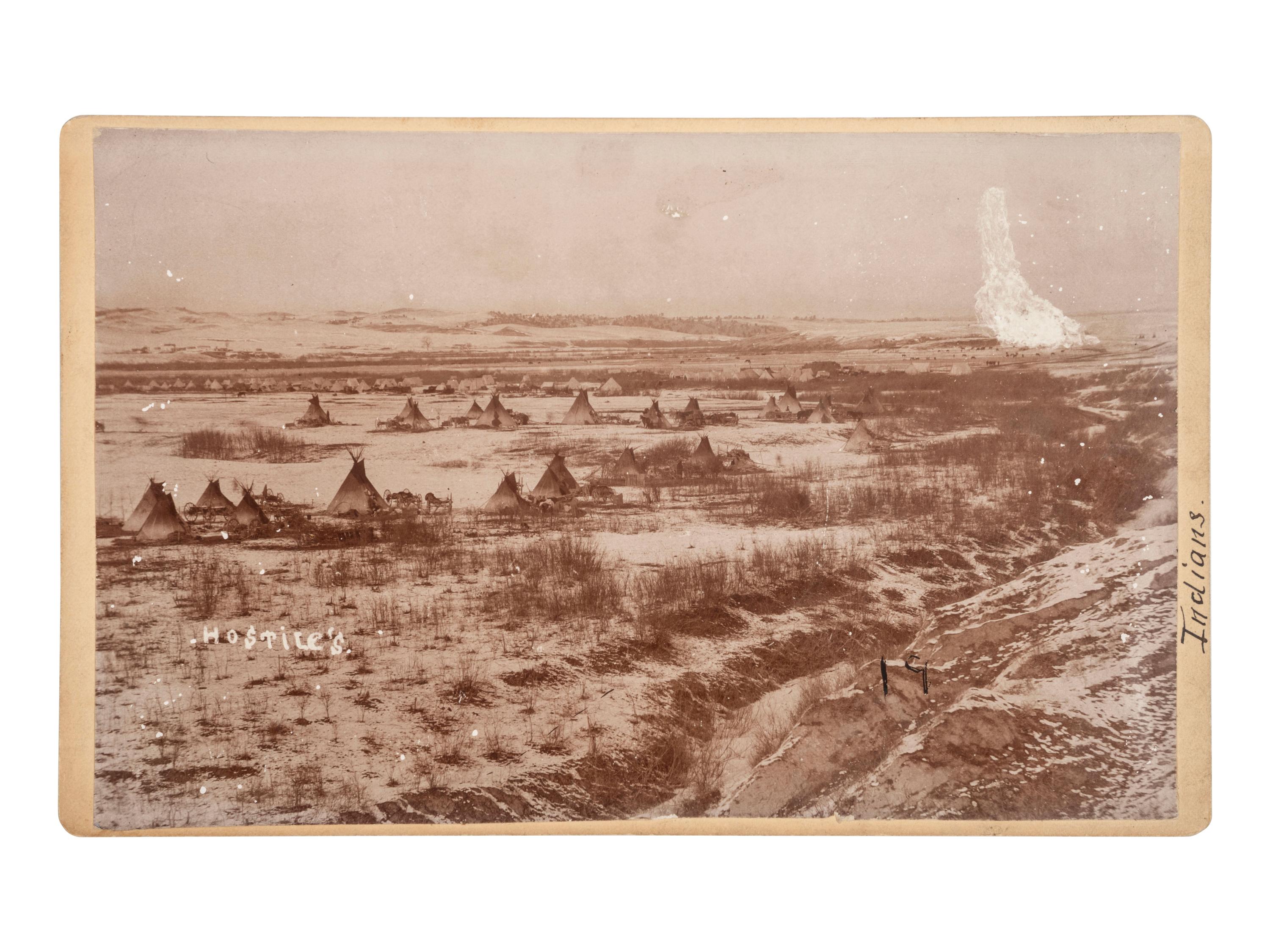[NATIVE AMERICANS]. 2 boudoir cards of Pine Ridge Agency, South Dakota, by STILWELL and BUTCHER.