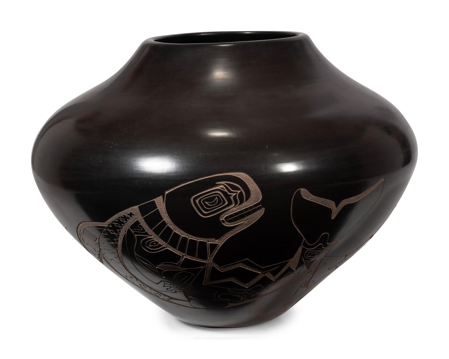 Pottery Jar, with Northwest Coast Design Elements