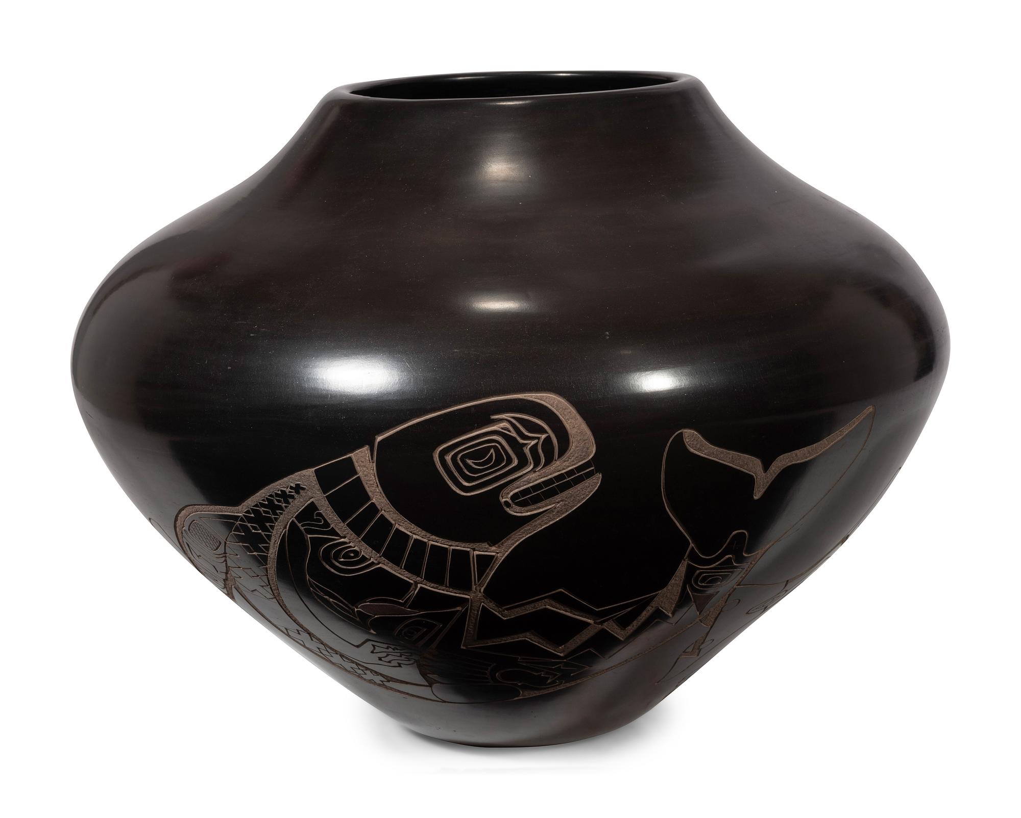 Pottery Jar, with Northwest Coast Design Elements