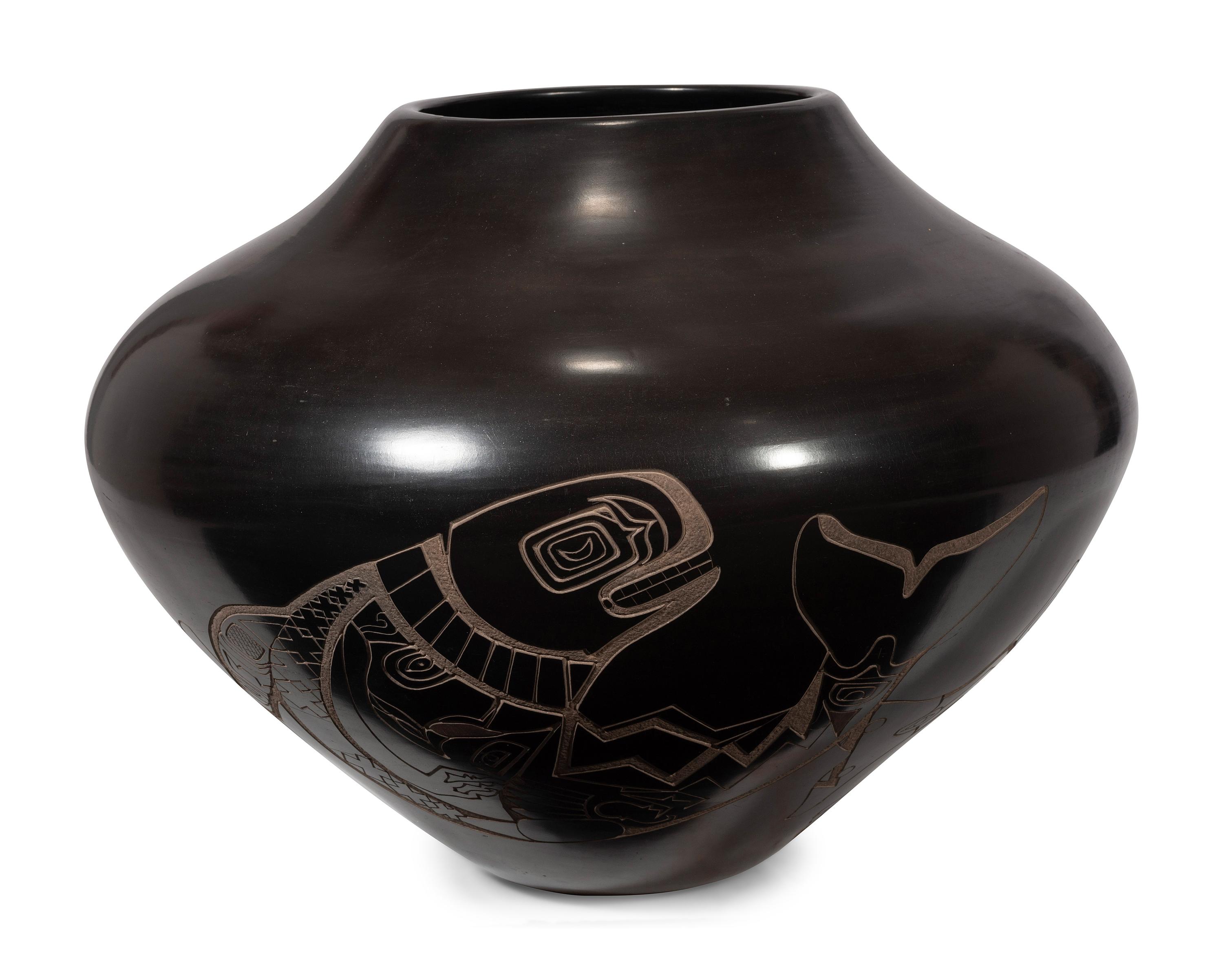 Pottery Jar, with Northwest Coast Design Elements