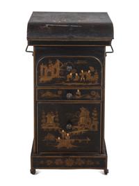 An English Chinoiserie Decorated Tôle Dressing Cabinet