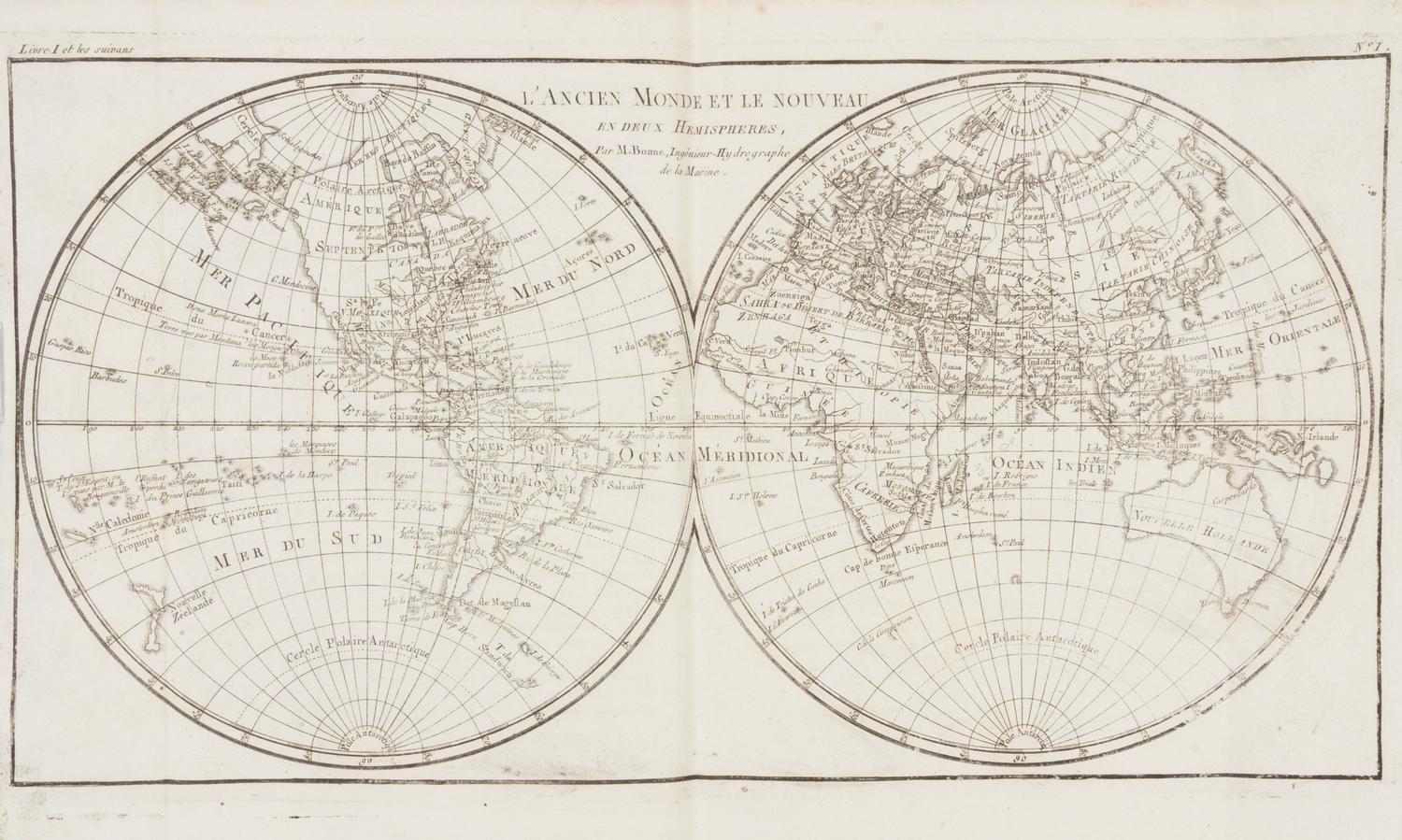 BONNE, Rigobert (1727-1794) and Guillaume RAYNAL (1713-1796). Atlas de toutes les parties connues du globe terrestre. [Geneva, 1780?].