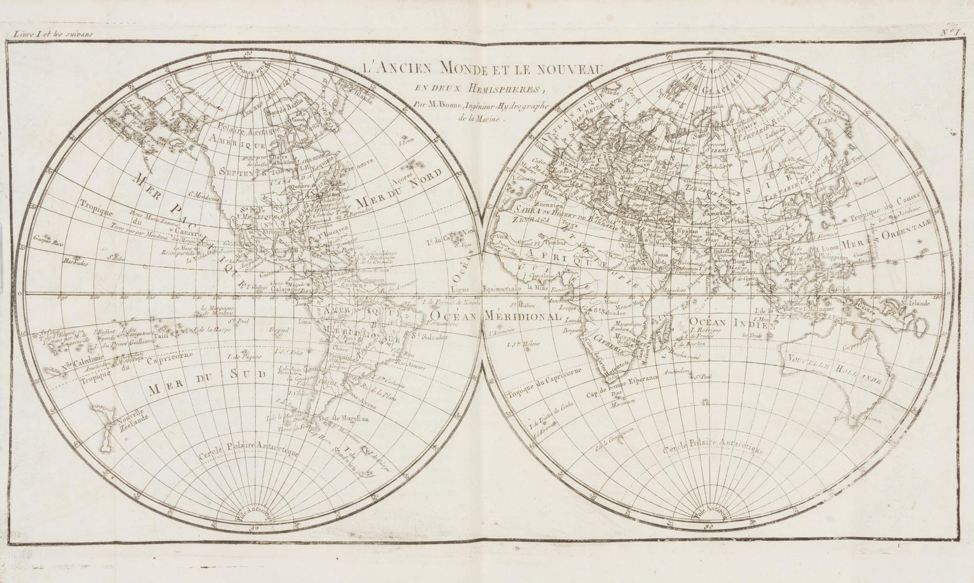BONNE, Rigobert (1727-1794) and Guillaume RAYNAL (1713-1796). Atlas de toutes les parties connues du globe terrestre. [Geneva, 1780?].