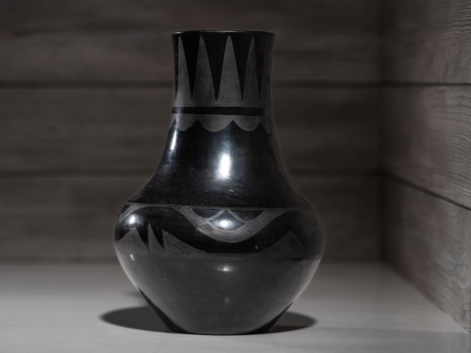 Blackware Pottery Vase, with Avanyu 1923-1925