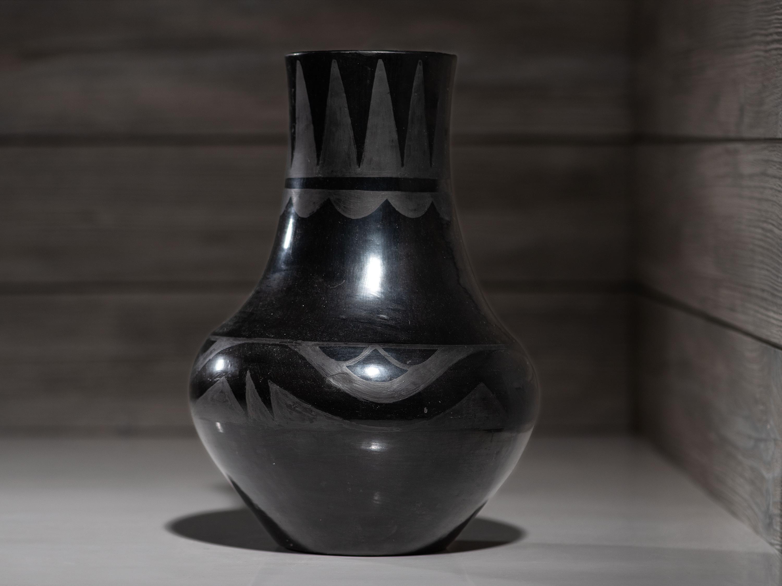 Blackware Pottery Vase, with Avanyu 1923-1925