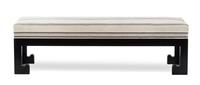 A Custom-Designed Black Painted Bench Height 20 x width 67 x depth 16 inches. — 20TH CENTURY