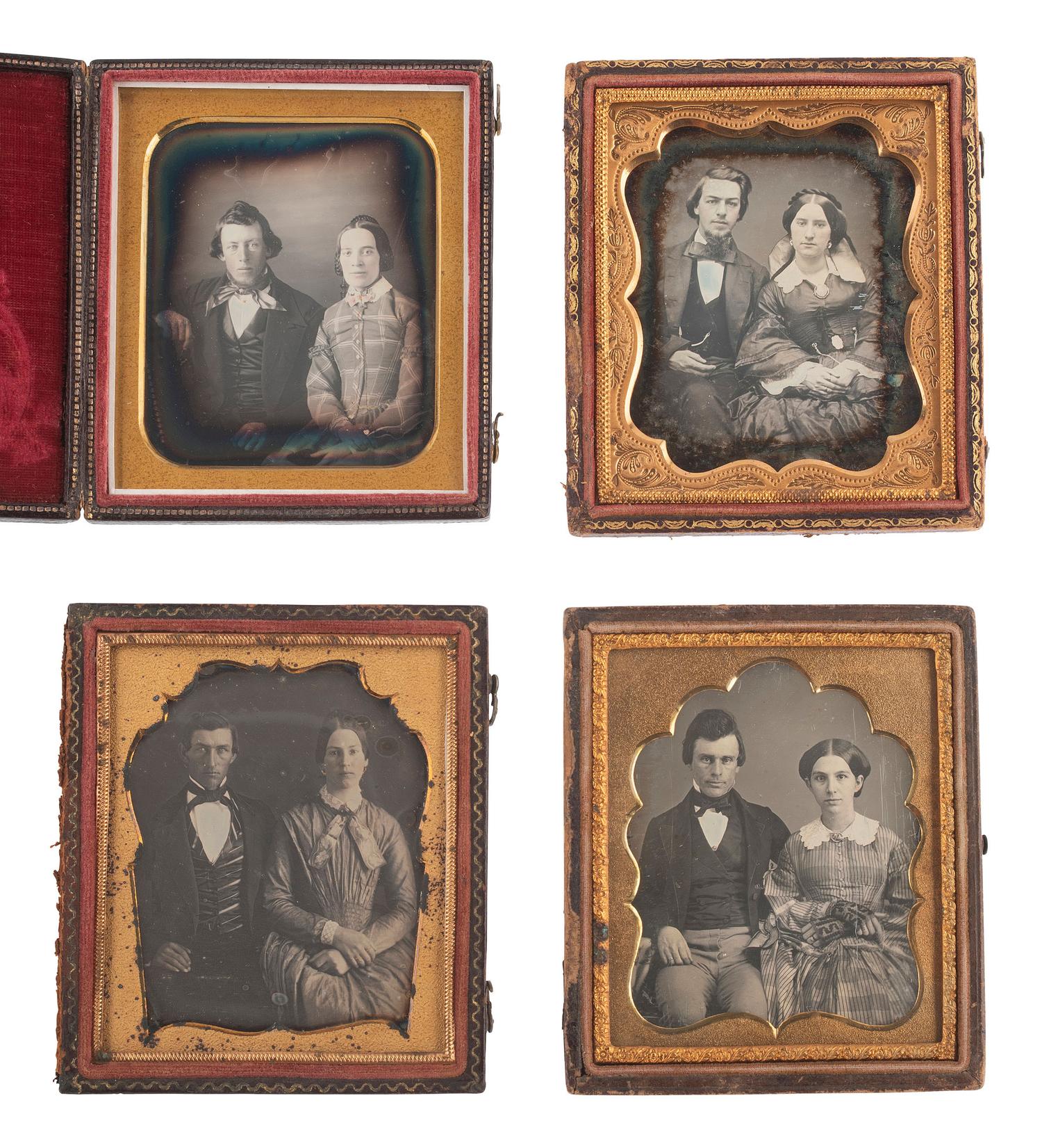 [EARLY PHOTOGRAPHY]. 19 sixth plate daguerreotypes of couples.