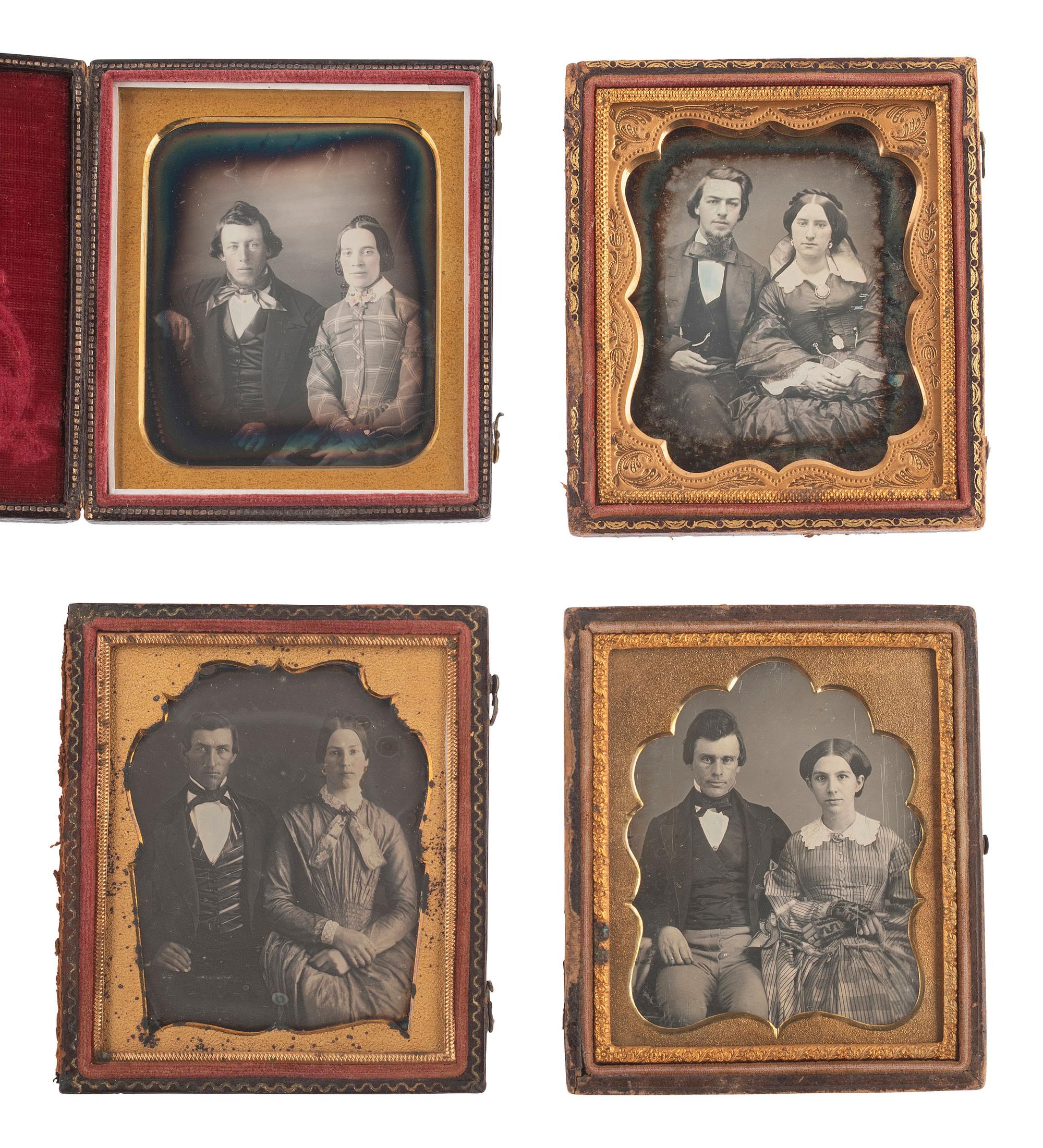 [EARLY PHOTOGRAPHY]. 19 sixth plate daguerreotypes of couples.