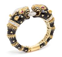 An 18 Karat Yellow Gold, Ruby, Diamond and Enamel Panther Bracelet, Wempe, 107.90 dwts.