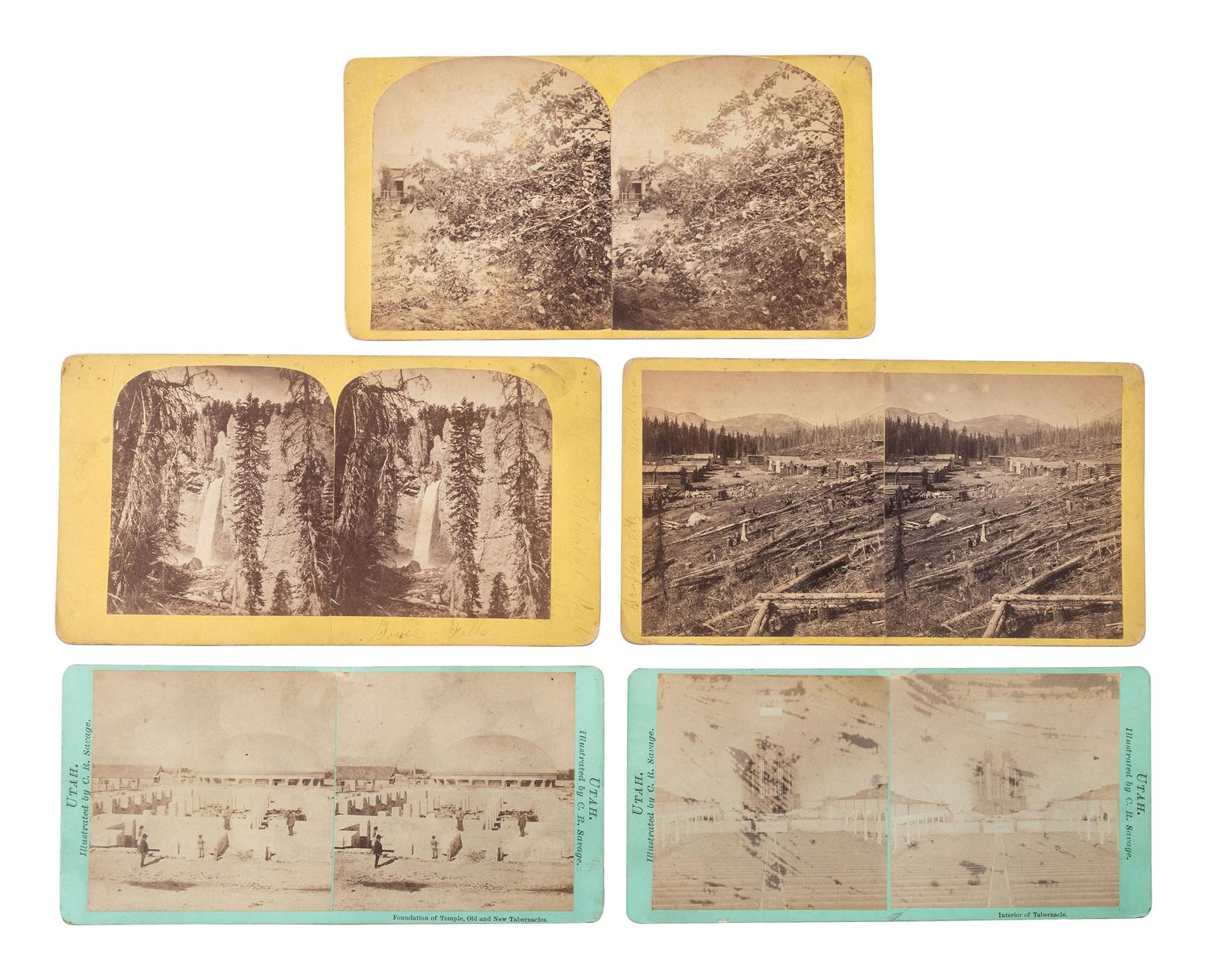 [EARLY PHOTOGRAPHY]. 12 stereoviews featuring scenes from Minnesota, Montana, New Mexico, and Utah.