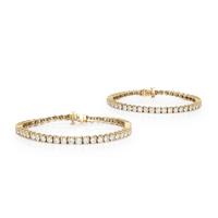 Pair of Yellow Gold and Diamond Line Bracelets