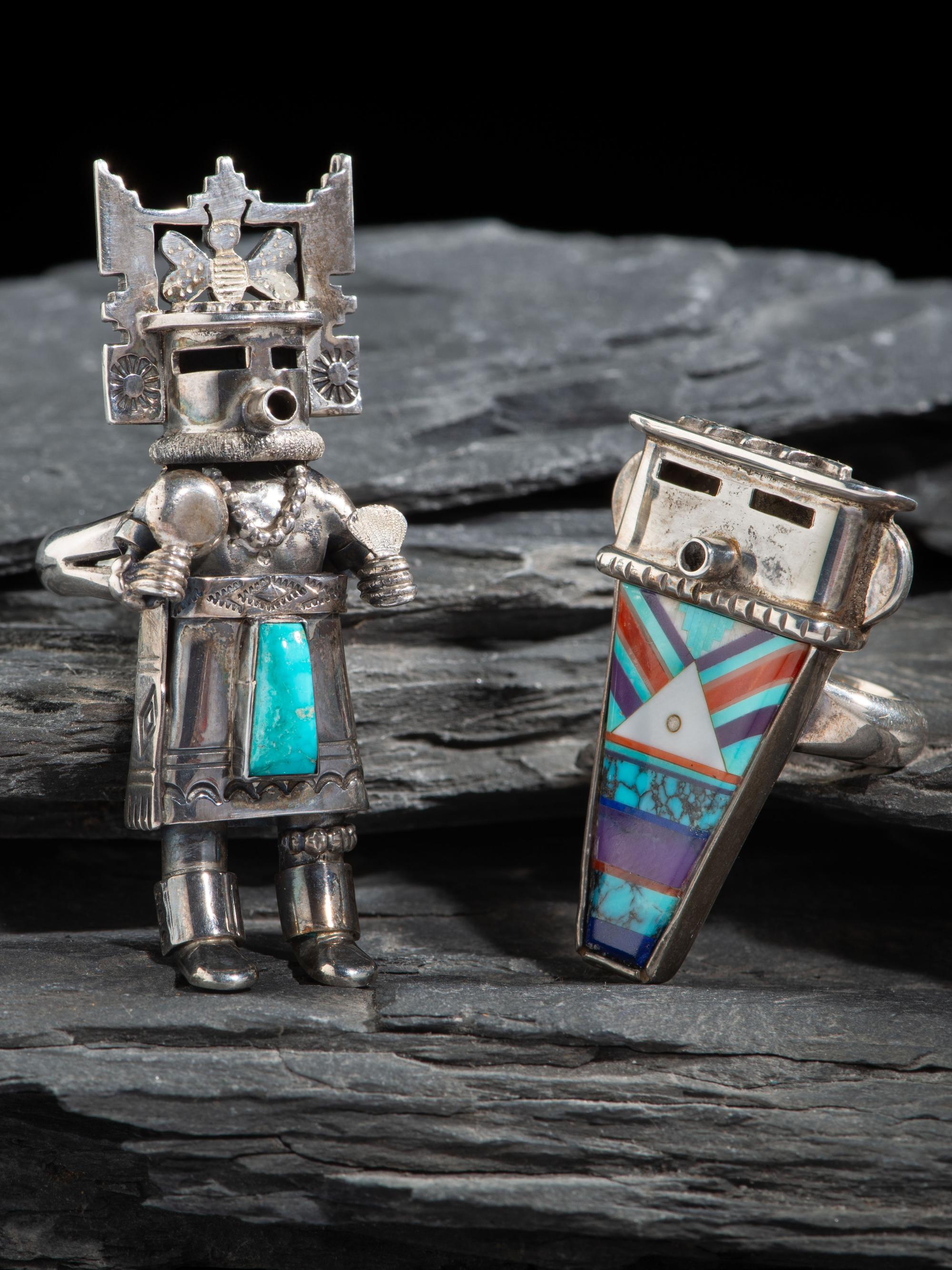 Pair of Silver Katsina Rings