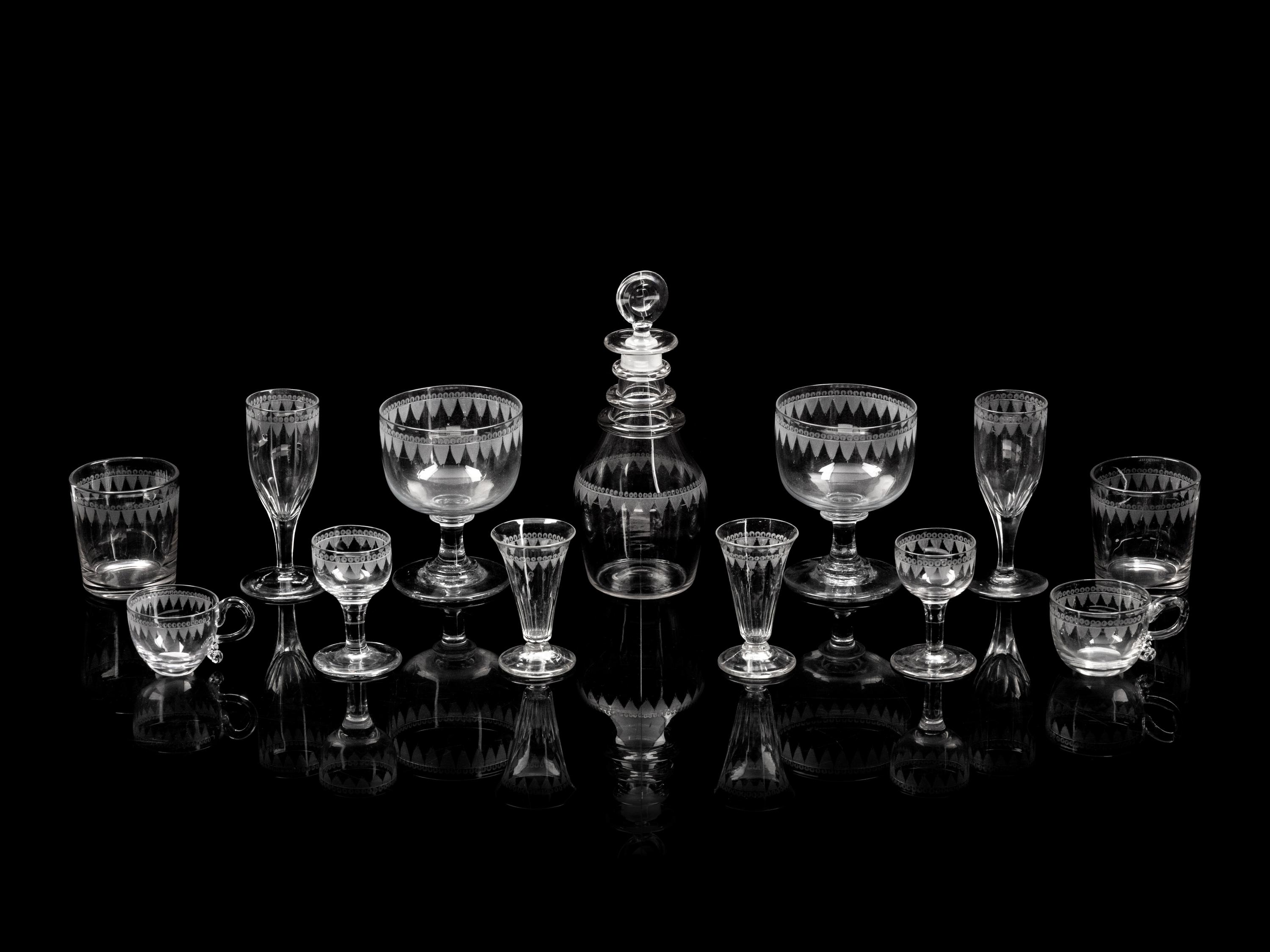 An English Cut Glass Stemware Service