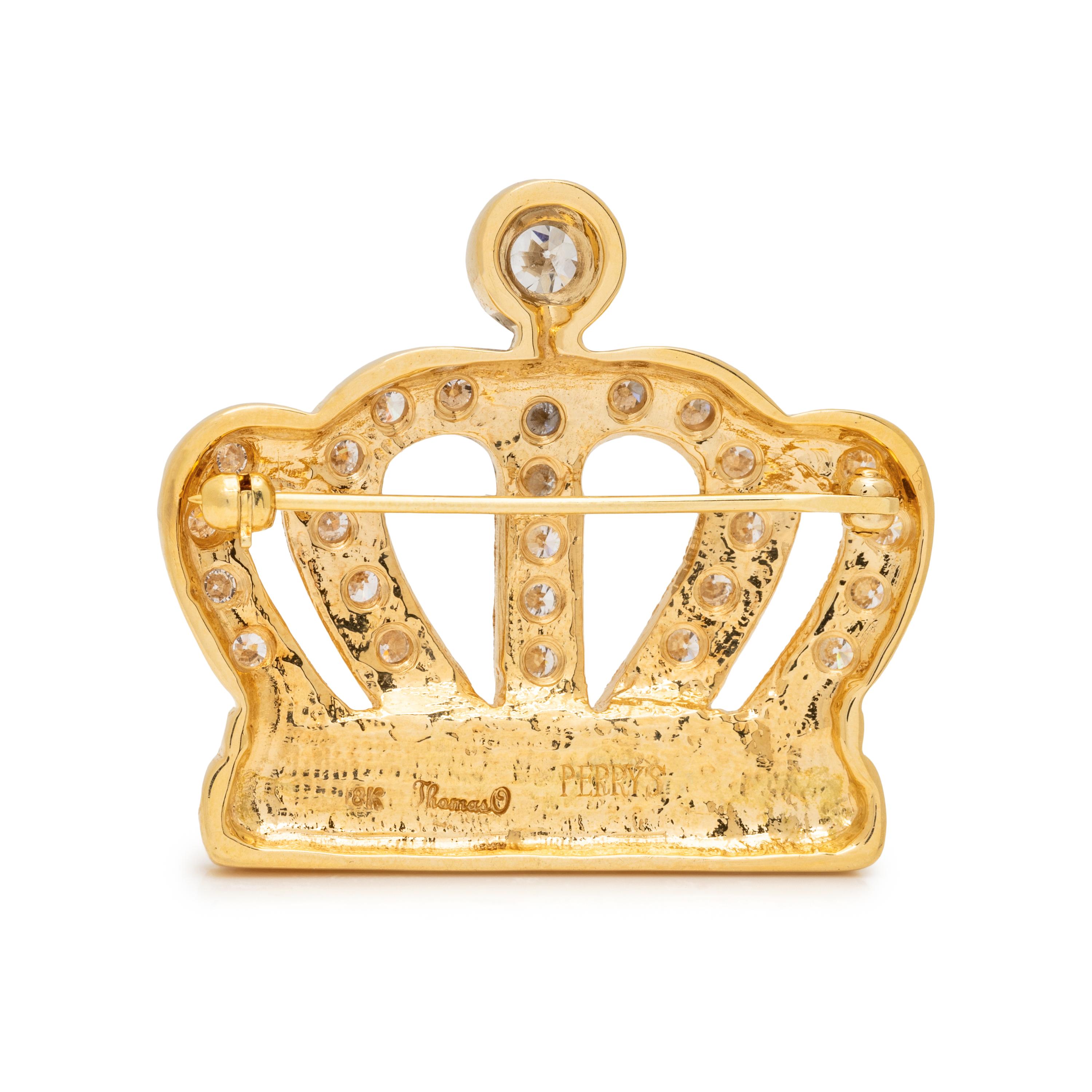 YELLOW GOLD AND DIAMOND CROWN PIN