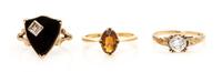 A Collection of Yellow Gold and Multigem Rings, 5.30 dwts.
