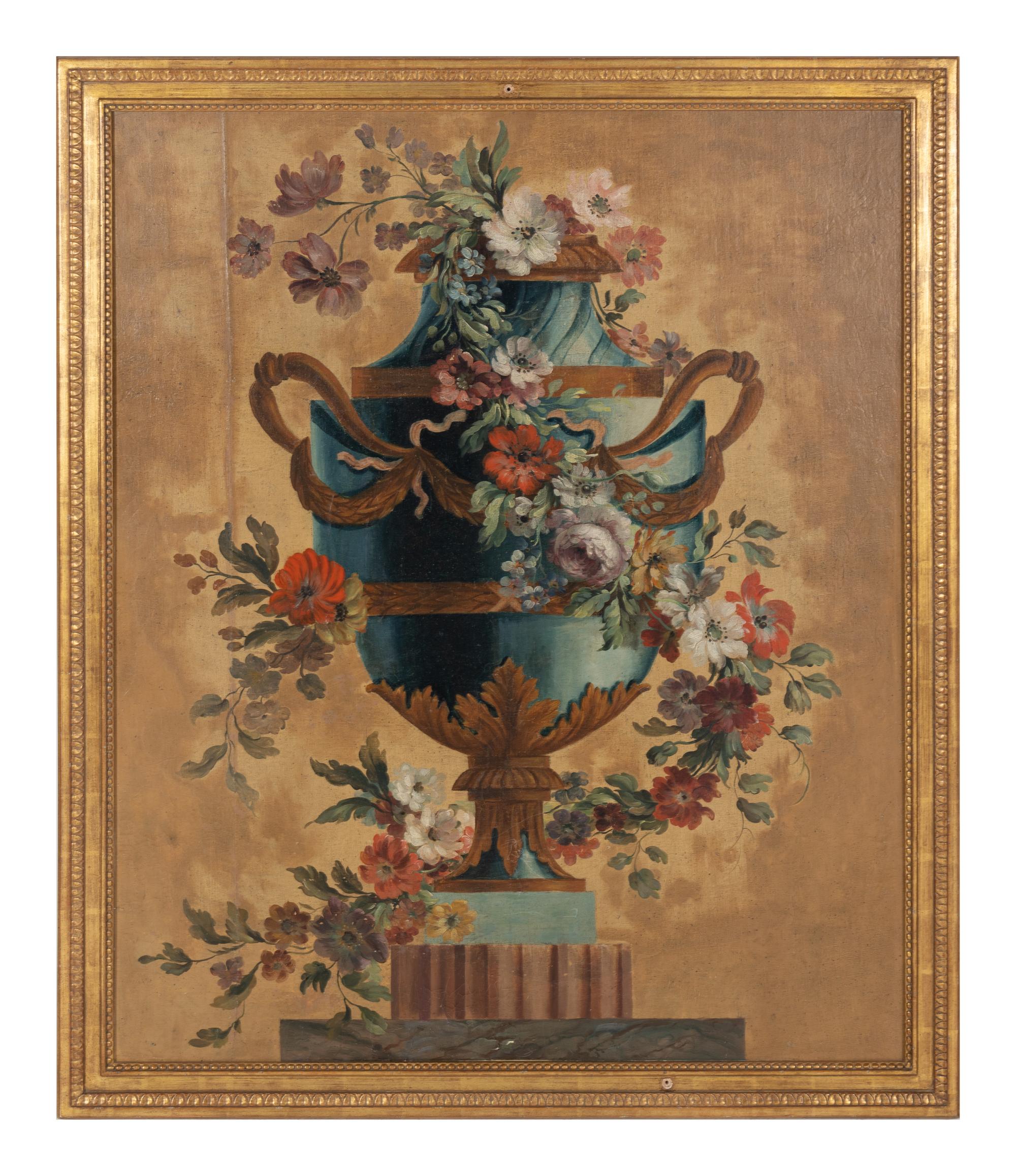 A Pair of Continental Painted Canvas Panels