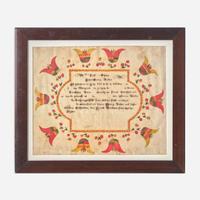 Daniel Otto (1770-1822) A Fraktur birth and baptism record for Johan George Bieber (1812-1893)