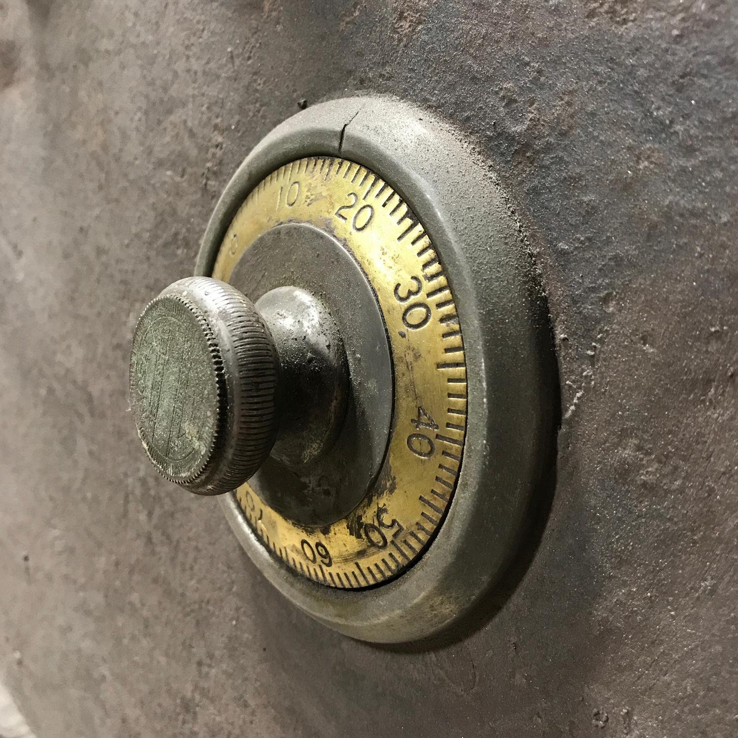A Cast Iron Safe Door with Frame and Combination 36" W x 4" D x 84" H — United States, 20th Century