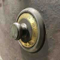 A Cast Iron Safe Door with Frame and Combination 36" W x 4" D x 84" H — United States, 20th Century