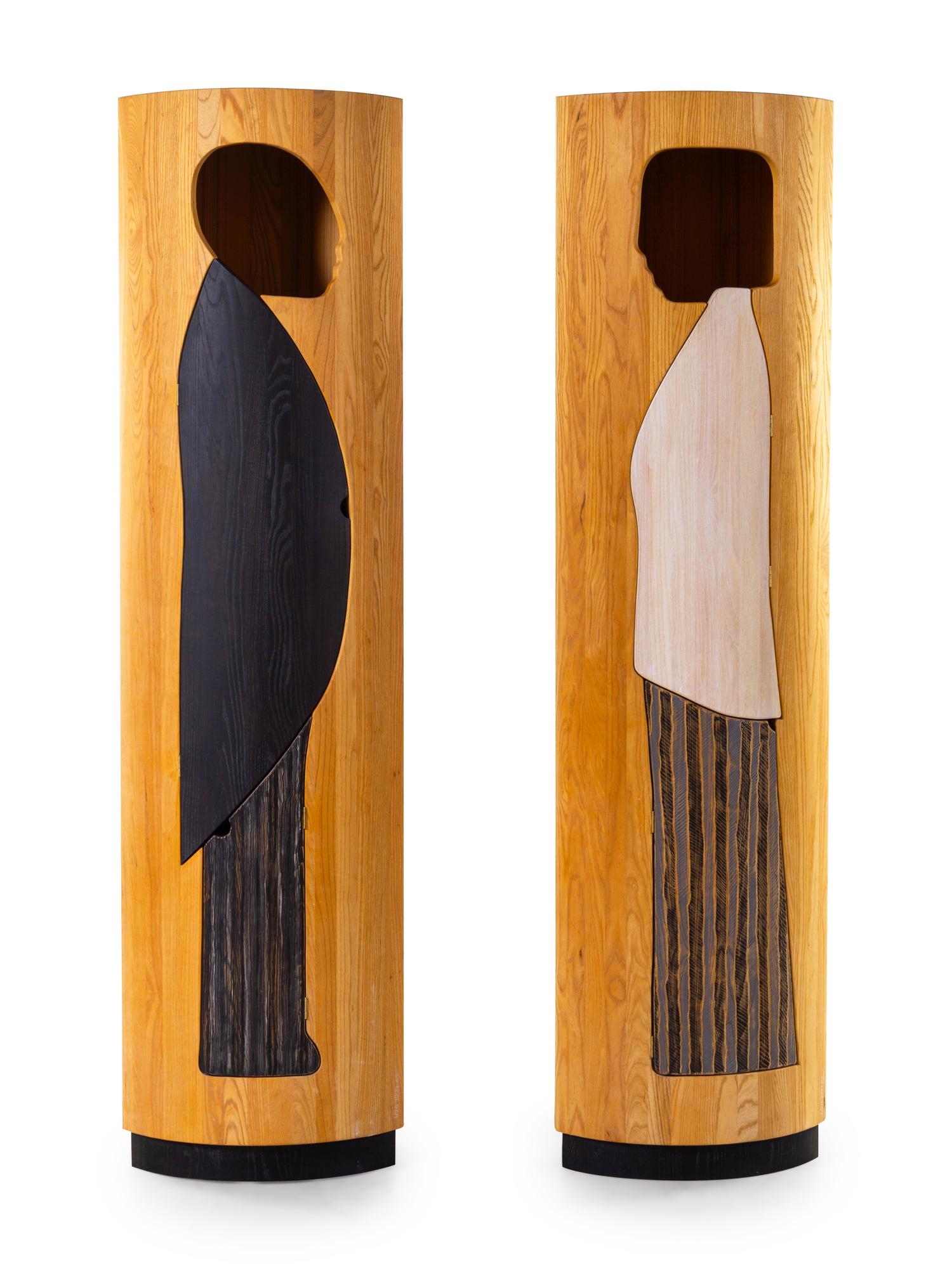 Man and Woman Two-Piece Corner Cabinet