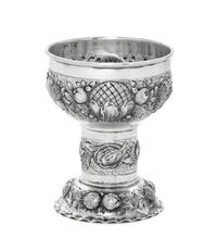 A Dutch Silver Cup, 19TH CENTURY, worked with bands of repousse fruit.