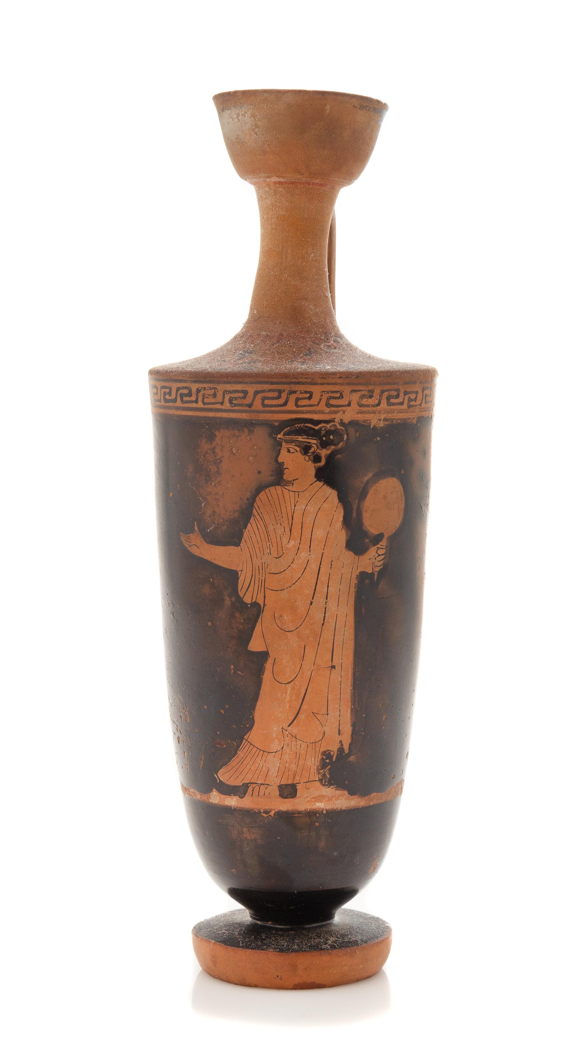 An Attic Red Figured Lekythos Height 8 5/8 inches. — CIRCA MID-5TH CENTURY B.C.E.