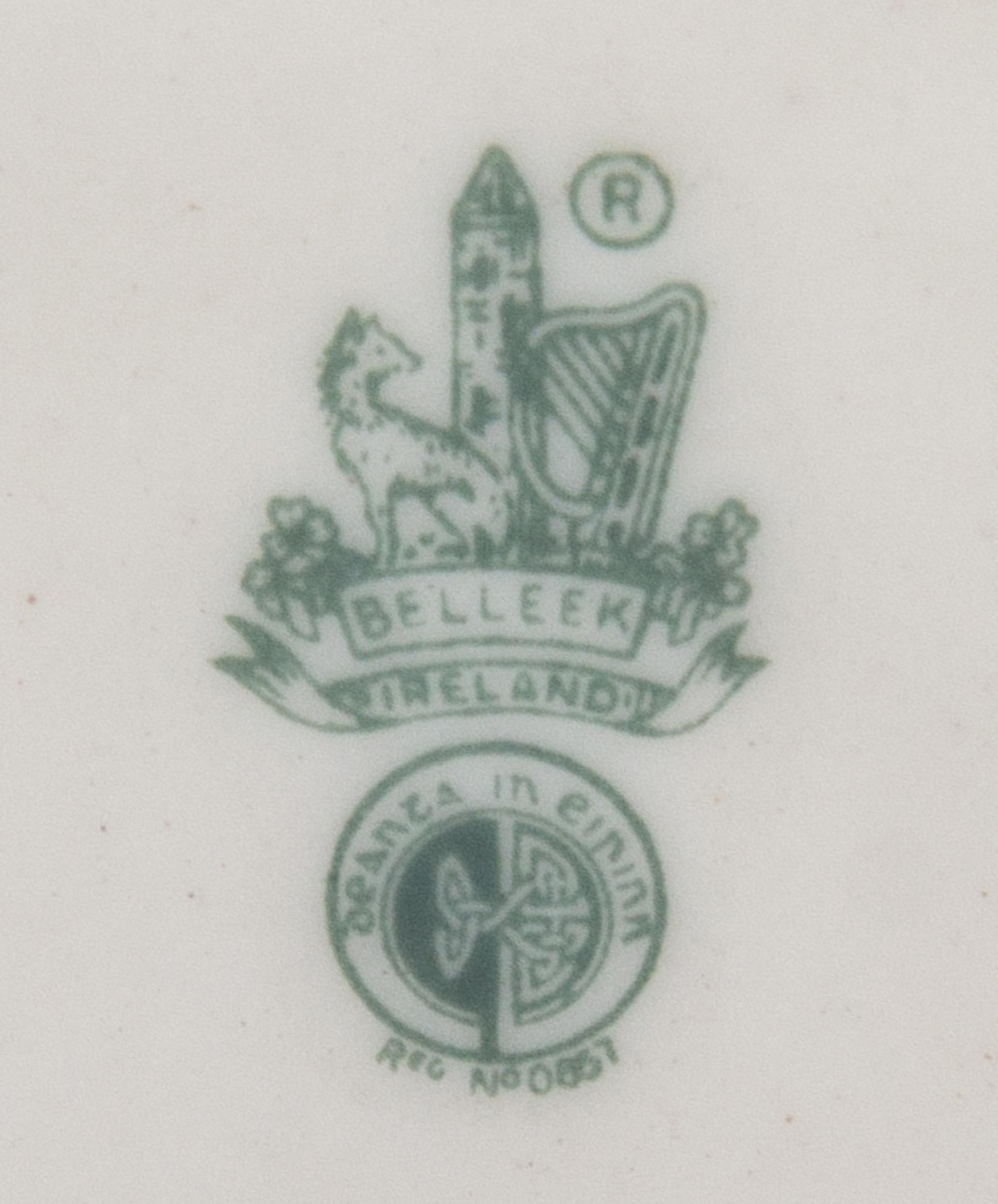 A Belleek Triple Fish Vase Height 15 1 /2 inches. — SIXTH GREEN MARK (1965-1980)