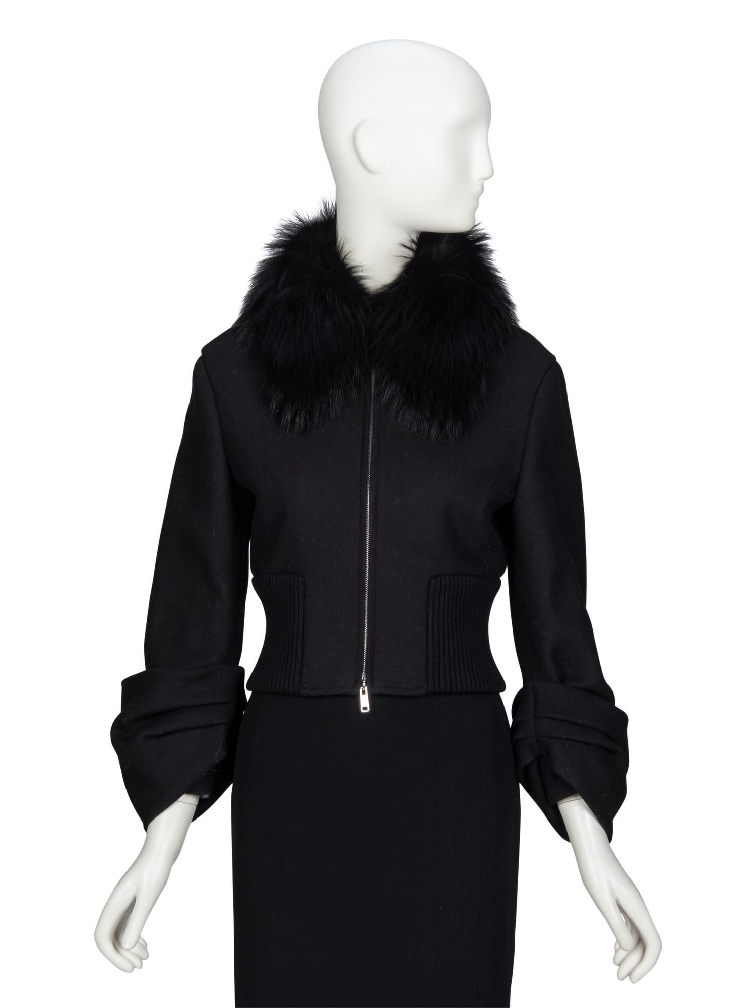 PRADA, FUR COLLAR CROP JACKET, A/W 2013